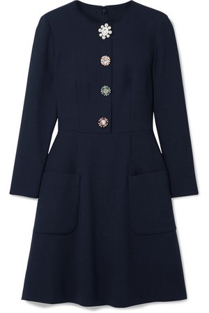Lela Rose | Embellished wool-blend crepe dress | NET-A-PORTER.COM