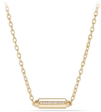 Barrels Single Station Necklace with Diamonds in 18K Gold
