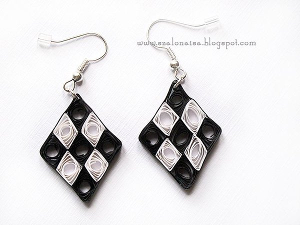 Black and White checkered earrings 1