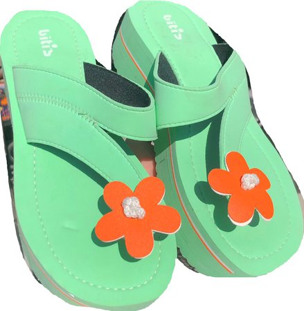 sandals green orange platform