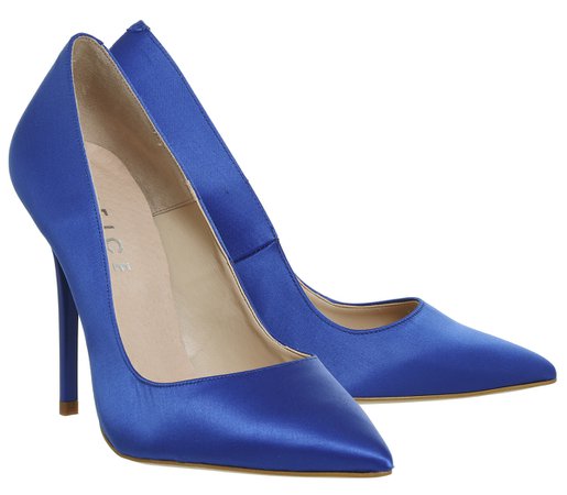 Office On To Point Court Heels Blue Satin - High Heels