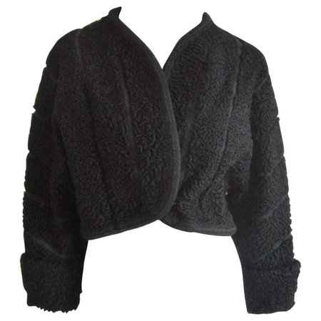 Black Persian Lamb Astrakan FUR Bolero Jacket For Sale at 1stdibs