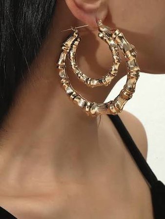 silver oversized hoop earrings with writing - Google Search
