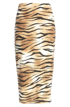 Leith Tiger Stripe Midi Skirt | Nordstrom