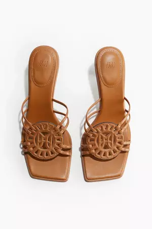 Heeled Sandals with Monogram - High heel -Light brown -Ladies | H&M US