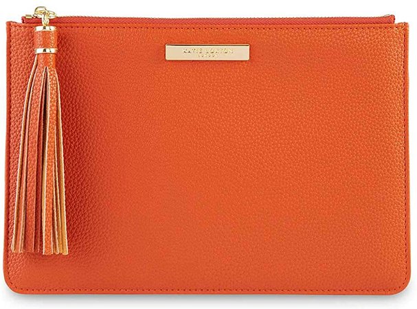 Katie Loxton Tassel Pouch Womens Vegan Leather Medium Clutch Handbag Burnt Orange: Handbags: Amazon.com