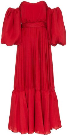 Johanna Ortiz Señora Maria Rosa Red Silk-Blend Dress