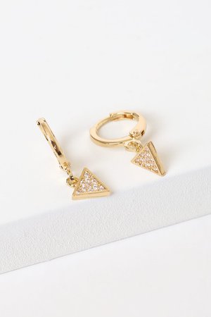 Gold Mini Hoops - CZ Hoop Earrings - Rhinestone Hoop Earrings - Lulus