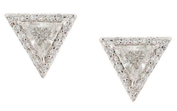 LIZZIE MANDLER 18kt White Gold Trillion Diamond Earrings