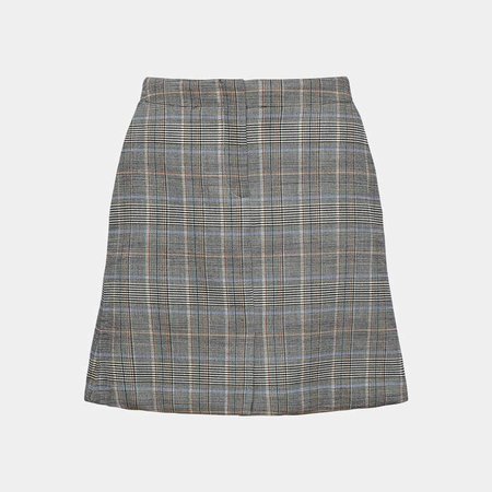 Wool Plaid Seamed Mini Skirt