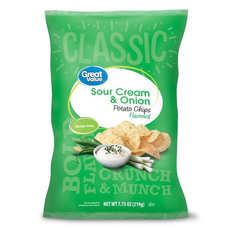 Great Value Sour Cream & Onion Flavored Potato Chips, 7.75 oz - Walmart.com