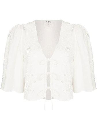 Sea broderie-anglaise tie-front Blouse - Farfetch