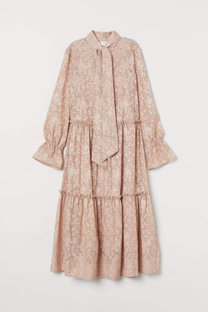 Jacquard-patterned Dress - Beige