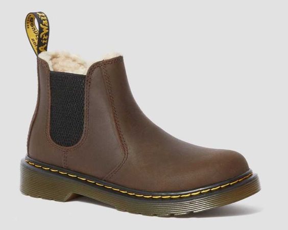 dr martens brown leather wool boots