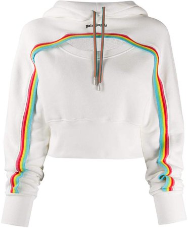Rainbow cut-out cropped hoodie