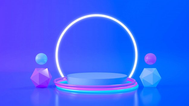 Premium Photo | Circle stage neon light. abstract futuristic background