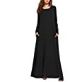 Kidsform Women's Casual Maxi Dress Long Sleeve Loose Kaftan Party Long Dresses with Pockets at Amazon Women’s Clothing store