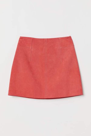 Short Suede Skirt - Red
