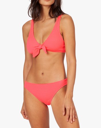 LIVELY Ruched Tie-Front Bikini Top