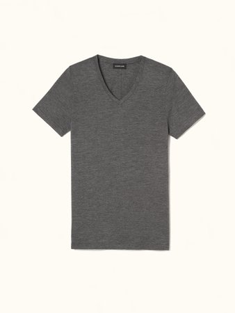 Cashmere v-neck t-shirt dark grey TP05_darkgrey for men by Exemplaire | Luxury Clothing Brand & Leather Goods