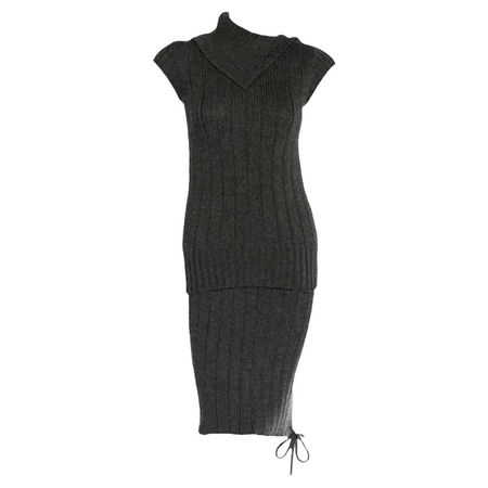 Chanel Charcoal Grey Cashmere Dress