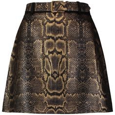 snake skin print leather skirt