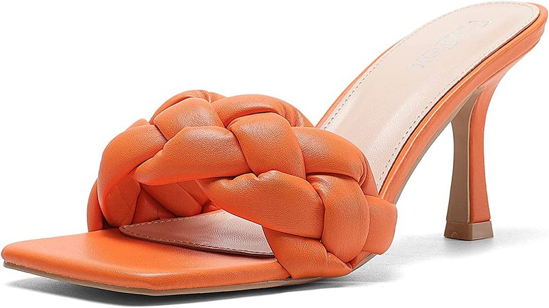 Amazon.com: Fazfex Women's Fashion Slip on Stiletto High Heel Mules Braided Open Toe Trendy Comfortable Sandals (ORANGE, US7) : Everything Else