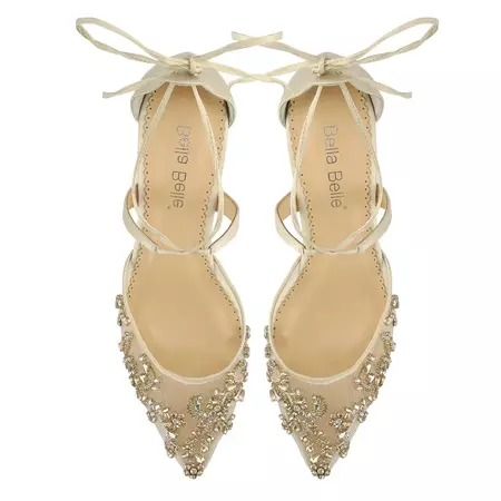 FRANCES GOLD Champagne Gold Kitten Heels with Crystals