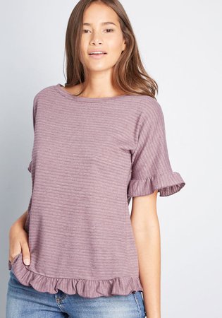 Effortlessness Accomplished Ruffled T-Shirt in Purple | ModCloth