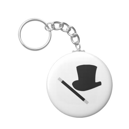 magician top hat and magic wand keychain