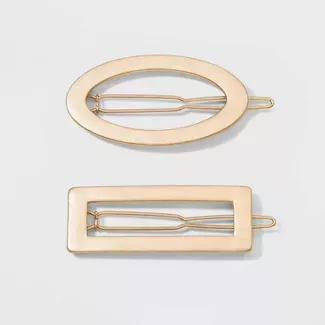 Rectangle And Oval Metal Barrette Set 2pc - Universal Thread™ Gold : Target