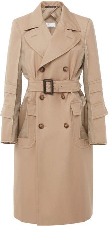 Double-Breasted Cotton-Gabardine Trench Coat Size: 40