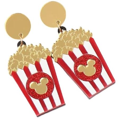 Amazon.com: Handmade Popcorn Bucket Inspired Dangle Glitter Mouse Earrings For Women (Medium Size) : Handmade Products