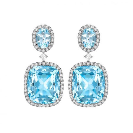 Blue Topaz and Diamond Drop Earrings in White Gold - Kiki McDonough Jewellery - Sloane Square London | Kiki McDonough : Kiki McDonough Jewellery – Sloane Square London | Kiki McDonough