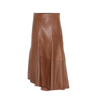 High-rise leather midi skirt