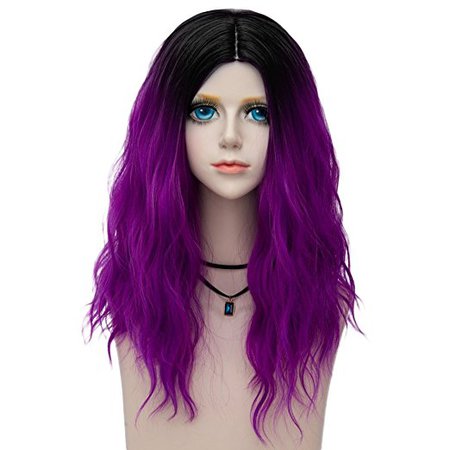 Probeauty Fairy Collection Ombre Dark Root 45CM Long Curly Women Lolita Anime Cosplay Wig