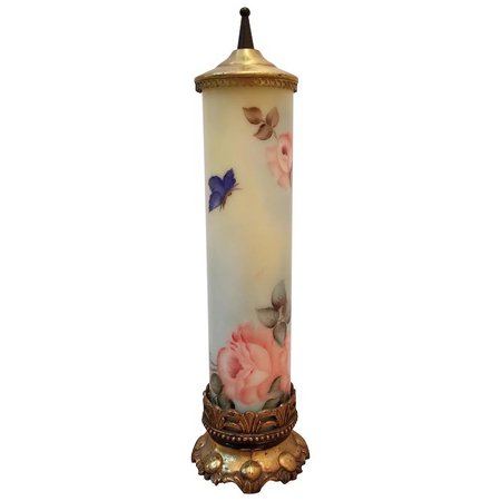 Beautiful Vintage Boudoir Cylinder Lamp With Hand-Painted Shade : Clark and Proctor Fine Arts | Ruby Lane