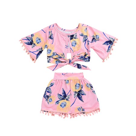 Cute Kids Baby Girls Hawaii Outfits Clothes T shirt Tops Dress + Long Pants 2PCS Set|Clothing Sets| - AliExpress