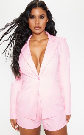 Pink Fitted Suit Blazer | Coats & Jackets | PrettyLittleThing USA
