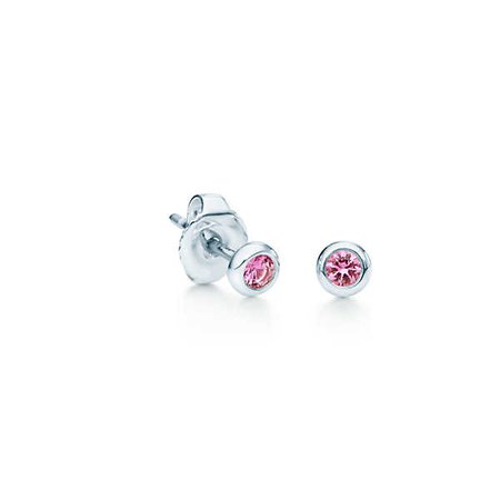 Elsa Peretti™ Color by the Yard earrings in sterling silver with pink sapphires. | Tiffany & Co.