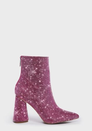 Rhinestone Glitter Ankle Boots - Pink – Dolls Kill