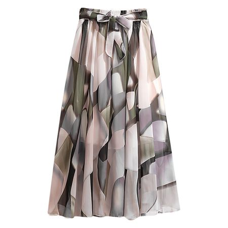 A Line Skirts Women Mini Bohemian Chiffon Skirt Mid-Length High Waist Floral Beach Dress - Walmart.com