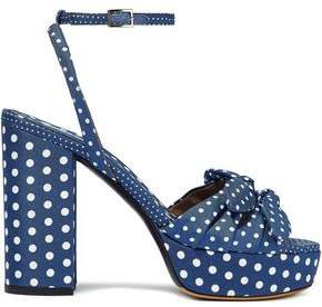Jodie Bow-embellished Polka-dot Twill Platform Sandals