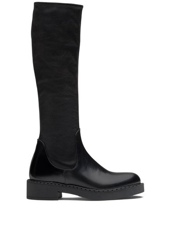 Shop black Prada knee-high boots with Express Delivery - Farfetch