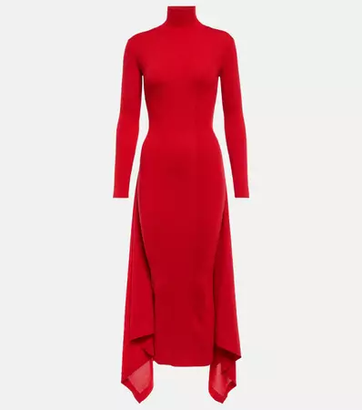 Cashmere And Silk Midi Dress in Red - Alaia | Mytheresa