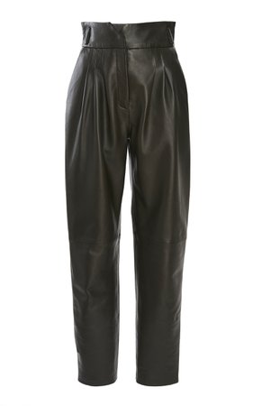 High-Rise Slim Leather Trousers by Alberta Ferretti | Moda Operandi
