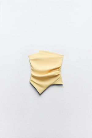STRAPLESS RUCHED TOP - Light yellow | ZARA United States