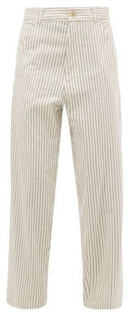 Chanda Striped Cotton Trousers - Womens - White Multi