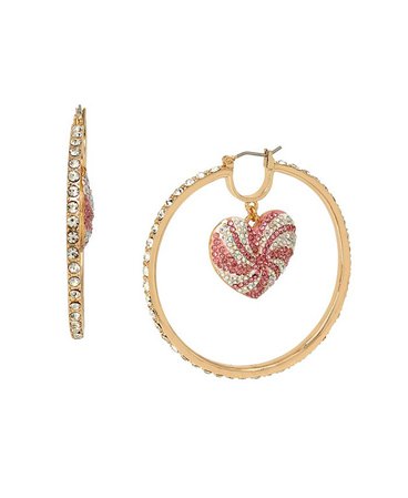 Betsey Johnson Peppermint Heart Hoop Earrings & Reviews - Earrings - Jewelry & Watches - Macy's