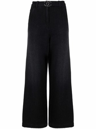 Chanel Pre-Owned 2000s CC Belted wide-leg Jeans - Farfetch